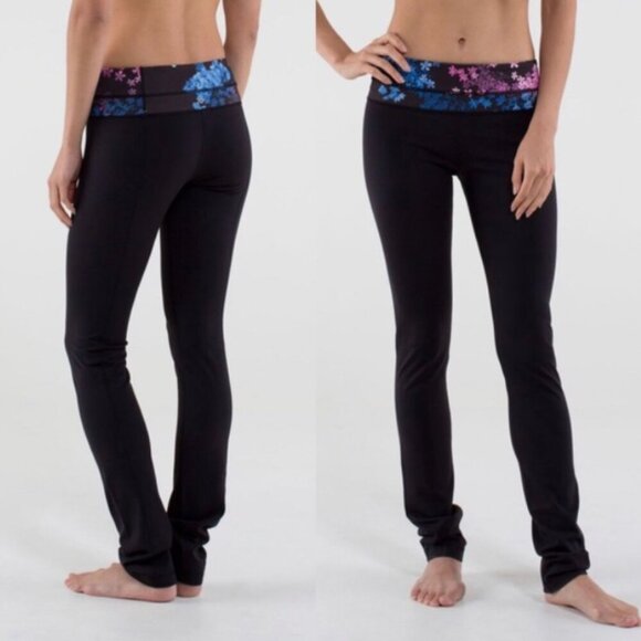 Lululemon Skinny Groove Leggings Sz 4 Petal Pop Floral Waist Workout Gym Sporty - Picture 2 of 14